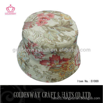 Girls Floral Print Cotton Bucket Sun Hat